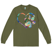 Army Green dog paw print tie dye rainbow dog lover rescue retro 70s t shirt Long Sleeve Tee - linhVisuals