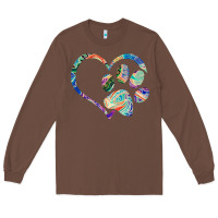 Chestnut dog paw print tie dye rainbow dog lover rescue retro 70s t shirt Long Sleeve Tee - linhVisuals