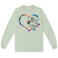 Matcha dog paw print tie dye rainbow dog lover rescue retro 70s t shirt Long Sleeve Tee - linhVisuals