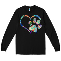 Black dog paw print tie dye rainbow dog lover rescue retro 70s t shirt Long Sleeve Tee - linhVisuals