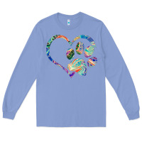 Colony Blue dog paw print tie dye rainbow dog lover rescue retro 70s t shirt Long Sleeve Tee - linhVisuals