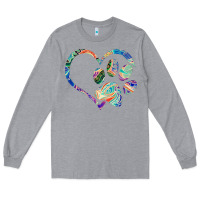 Heather Grey dog paw print tie dye rainbow dog lover rescue retro 70s t shirt Long Sleeve Tee - linhVisuals