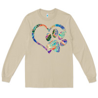 Mushroom dog paw print tie dye rainbow dog lover rescue retro 70s t shirt Long Sleeve Tee - linhVisuals
