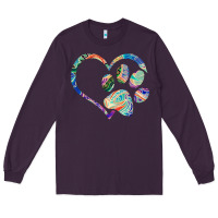 Plum dog paw print tie dye rainbow dog lover rescue retro 70s t shirt Long Sleeve Tee - linhVisuals