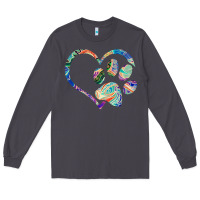 Smoke dog paw print tie dye rainbow dog lover rescue retro 70s t shirt Long Sleeve Tee - linhVisuals