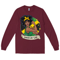 Burgundy jamaican black woman t shirt jamaica afro girl pride Long Sleeve Tee - linhVisuals