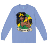 Colony Blue jamaican black woman t shirt jamaica afro girl pride Long Sleeve Tee - linhVisuals