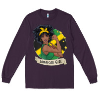Plum jamaican black woman t shirt jamaica afro girl pride Long Sleeve Tee - linhVisuals