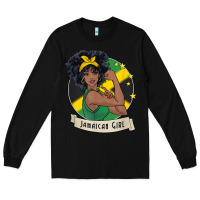 Black jamaican black woman t shirt jamaica afro girl pride Long Sleeve Tee - linhVisuals