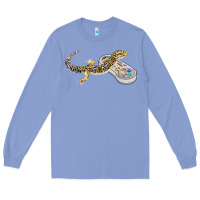 Colony Blue leopard gecko playing video game lizard & reptiles gamers t shirt Long Sleeve Tee - linhVisuals