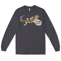 Smoke leopard gecko playing video game lizard & reptiles gamers t shirt Long Sleeve Tee - linhVisuals