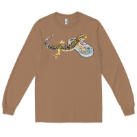 Toasted Coconut leopard gecko playing video game lizard & reptiles gamers t shirt Long Sleeve Tee - linhVisuals