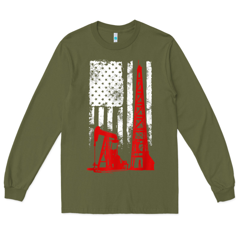 Oilfield Shirt   Us Flag Oil Rig Shirt Long Sleeve Tee by linhVisuals | Teevron