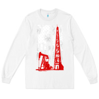 White oilfield shirt   us flag oil rig shirt Long Sleeve Tee - linhVisuals