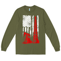 Army Green oilfield shirt   us flag oil rig shirt Long Sleeve Tee - linhVisuals