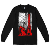 Black oilfield shirt   us flag oil rig shirt Long Sleeve Tee - linhVisuals