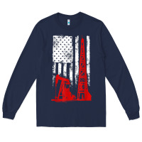 Navy oilfield shirt   us flag oil rig shirt Long Sleeve Tee - linhVisuals