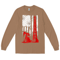 Toasted Coconut oilfield shirt   us flag oil rig shirt Long Sleeve Tee - linhVisuals