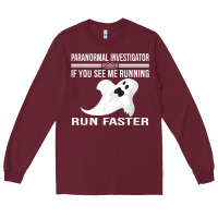 Burgundy paranormal investigator ghost hunting t shirt Long Sleeve Tee - linhVisuals