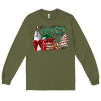 Army Green Christmas Vibes Long Sleeve Tee - CowhideDigitalArt