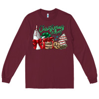 Burgundy Christmas Vibes Long Sleeve Tee - CowhideDigitalArt