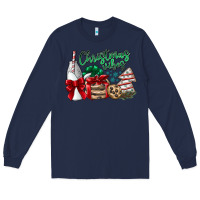 Navy Christmas Vibes Long Sleeve Tee - CowhideDigitalArt
