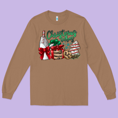 Christmas Vibes Long Sleeve Tee Designed By Cowhidedigitalart