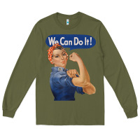 Army Green rosie the riveter shirt we can do it feminist retro t shirt Long Sleeve Tee - linhVisuals