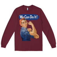 Burgundy rosie the riveter shirt we can do it feminist retro t shirt Long Sleeve Tee - linhVisuals