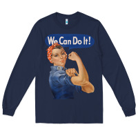 Navy rosie the riveter shirt we can do it feminist retro t shirt Long Sleeve Tee - linhVisuals