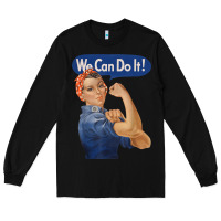 Black rosie the riveter shirt we can do it feminist retro t shirt Long Sleeve Tee - linhVisuals