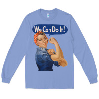 Colony Blue rosie the riveter shirt we can do it feminist retro t shirt Long Sleeve Tee - linhVisuals