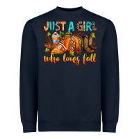 Navy Just a girl who loves Fall Heavyweight Sweatshirt - RanaPortraitStore