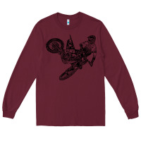 Burgundy Eli Tomac Jump Illustration Long Sleeve Tee - linhVisuals