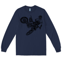 Navy Eli Tomac Jump Illustration Long Sleeve Tee - linhVisuals