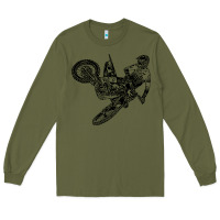 Army Green Eli Tomac Jump Illustration Long Sleeve Tee - linhVisuals