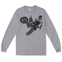 Heather Grey Eli Tomac Jump Illustration Long Sleeve Tee - linhVisuals