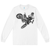 White Eli Tomac Jump Illustration Long Sleeve Tee - linhVisuals