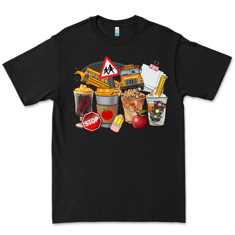 School Bus Coffee Cups Premium Tee by FaDigitalArtStudio | Teevron