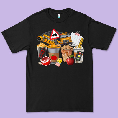 School Bus Coffee Cups Premium Tee Designed By Fadigitalartstudio