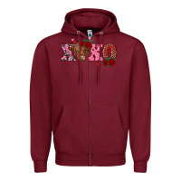 Burgundy xoxo highland cow Zipper Hoodie - RanaPortraitStore