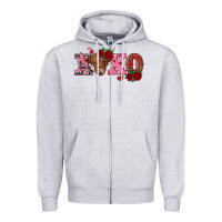 Heather Grey xoxo highland cow Zipper Hoodie - RanaPortraitStore