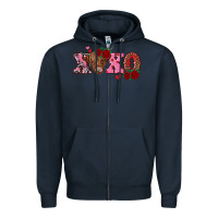 Navy xoxo highland cow Zipper Hoodie - RanaPortraitStore