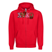 Red xoxo highland cow Zipper Hoodie - RanaPortraitStore