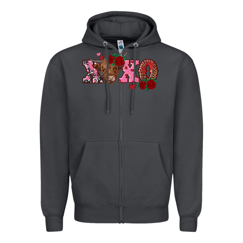 Xoxo Highland Cow Zipper Hoodie by RanaPortraitStore | Teevron
