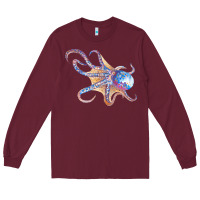 Burgundy octopus t  shirtoctopus t  shirt Long Sleeve Tee - linhVisuals