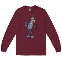 Burgundy futurama bender Long Sleeve Tee - linhVisuals