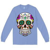 Colony Blue sugar skull Long Sleeve Tee - linhVisuals