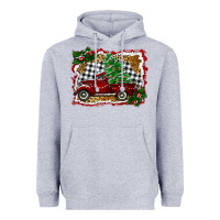 Heather Grey Christmas Truck With Christmas Tree Heavyweight Hoodie - RanaPortraitStore