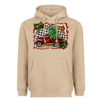 Mushroom Christmas Truck With Christmas Tree Heavyweight Hoodie - RanaPortraitStore